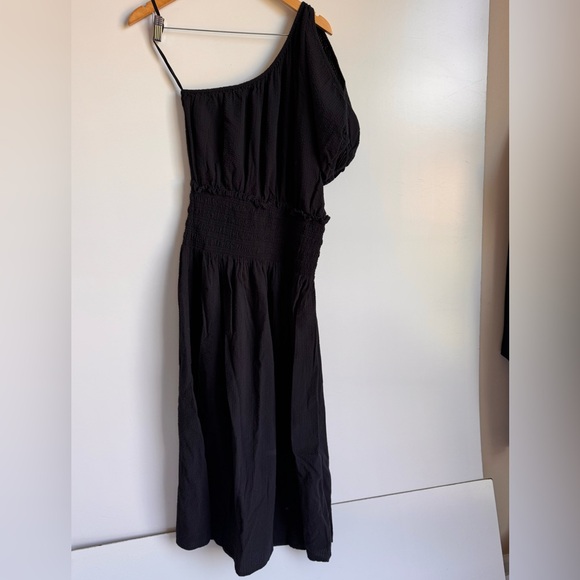APIECE APART Marta One Shoulder Maxi Dress Navy Blue Medium Knit Gauzy Puff - Picture 2 of 13